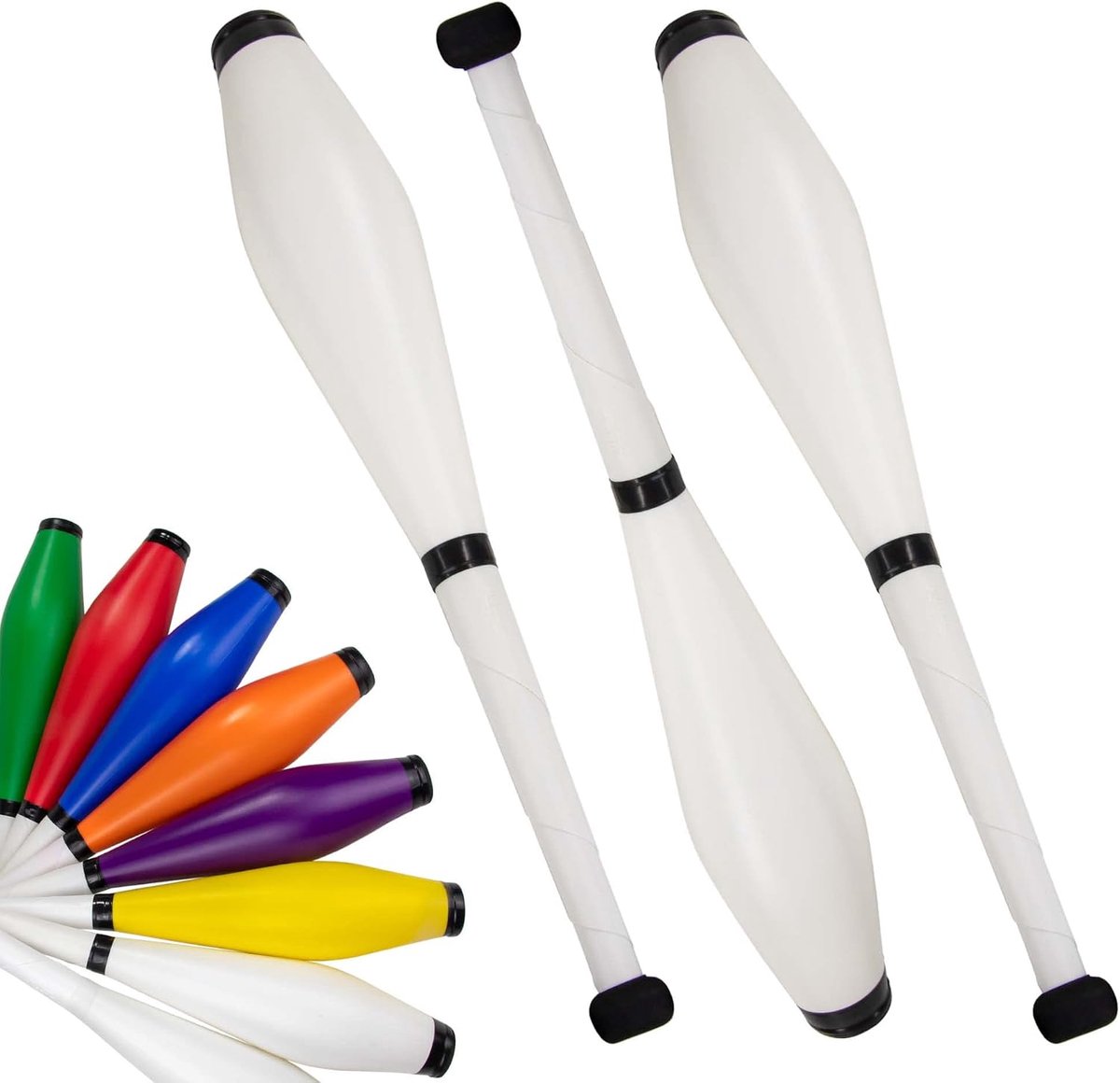 Juggling clubs set van 3 - wit/zwart - ideaal voor beginners en gevorderden - comfortabele grip - ShopVlot