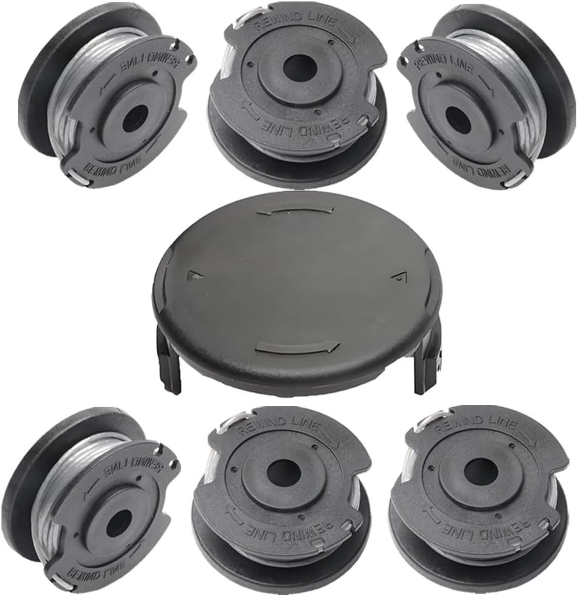 Grasmaaier spoelen set - 6 stuks nylon spoelen - inclusief 2 spoelcovers - ShopVlot