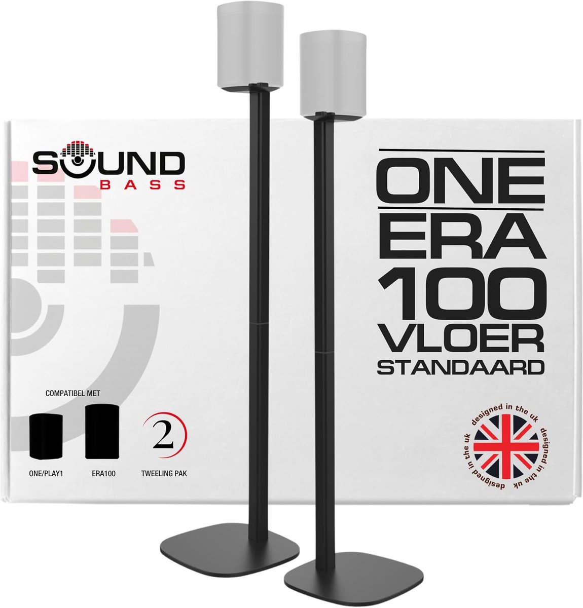 Vloerstandaard voor Sonos ONE/ERA100 - Dubbelpack (2 stuks) - Zwart - Veilig en stevig ontwerp - ShopVlot