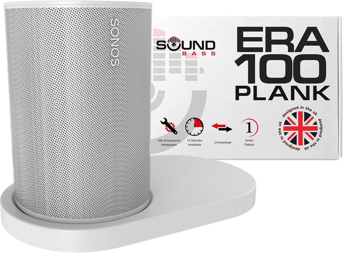 Wandbeugel voor Sonos ERA 100 - Wit - Enkele stuk - Verbeterde geluidsbeleving - ShopVlot