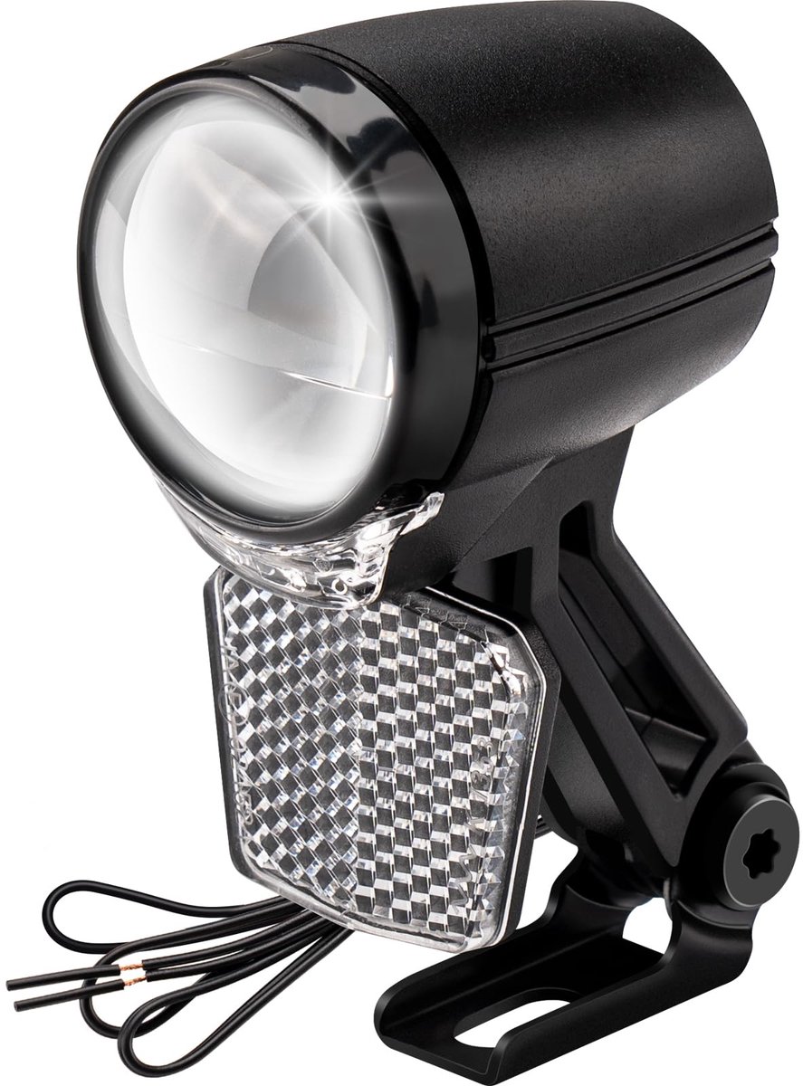 E-bike LED voorlicht 50 Lux - zwart - met geïntegreerde reflector - veilig fietsen in het donker - ShopVlot