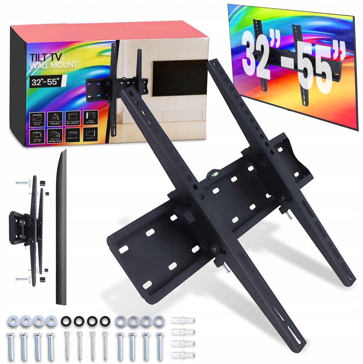 Merkloze TV Muurbeugel Kantelbaar & Verstelbaar voor 50'' TV's tot 40kg
