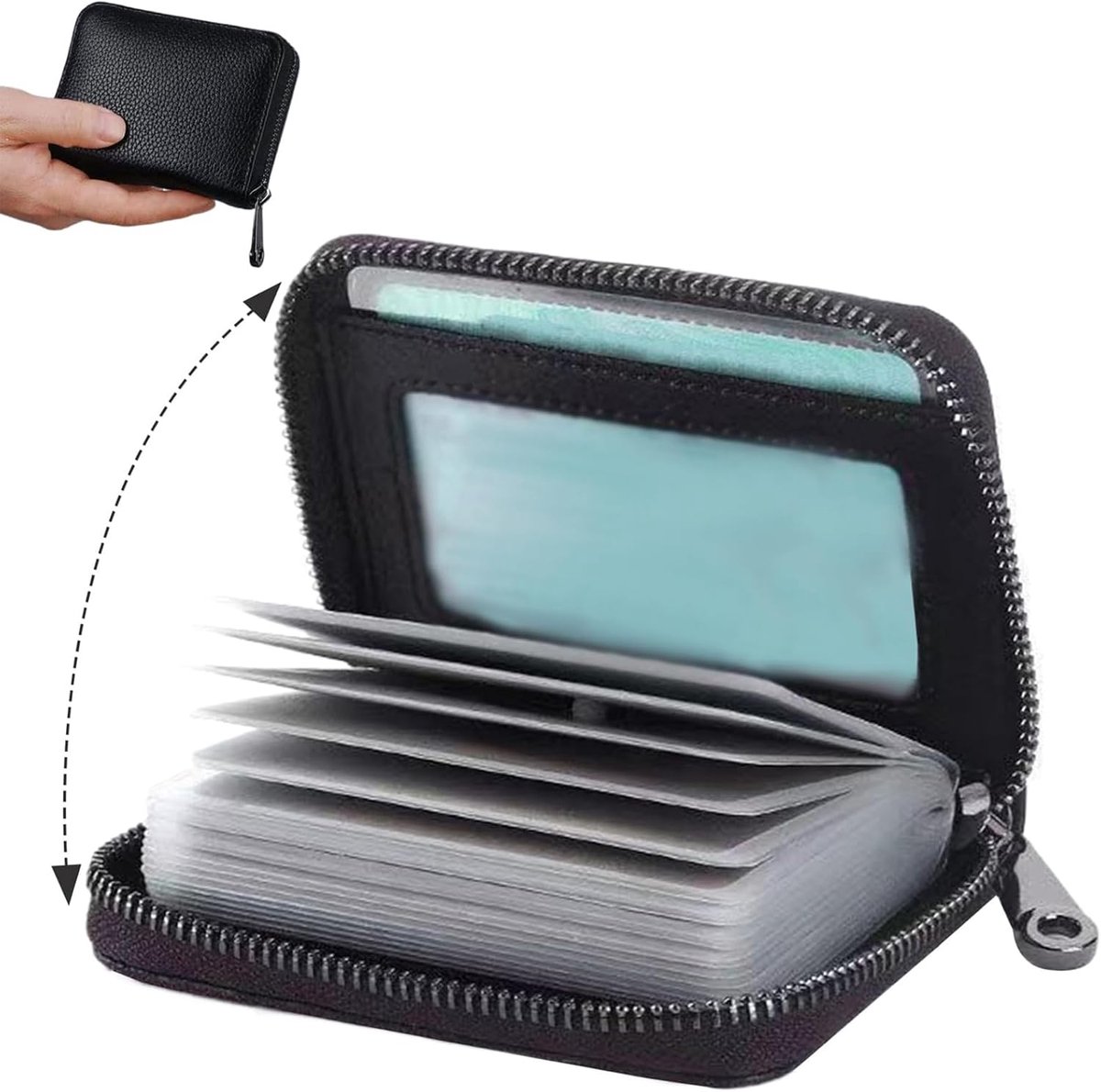 Creditcardhouder slank - PU-leer zwart - voor 20 kaarten - elegant en praktisch - ShopVlot