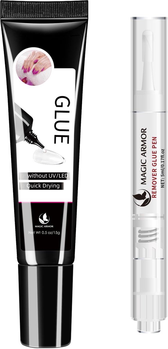 Nagellijm Gel en Nagellijm Verwijder Set - Geen UV Vereist - Sneldrogend - Voor Langdurige Nepnagels - ShopVlot