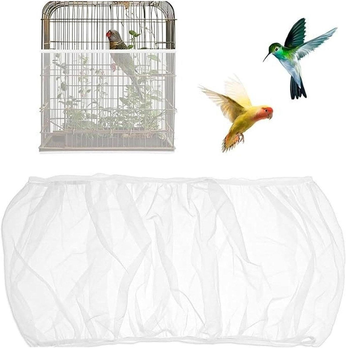 Vogelkooi Net - Kooienet Vogel - Stofvrij Houden - Geurpreventie - 120-180 cm Omtrek - Wit