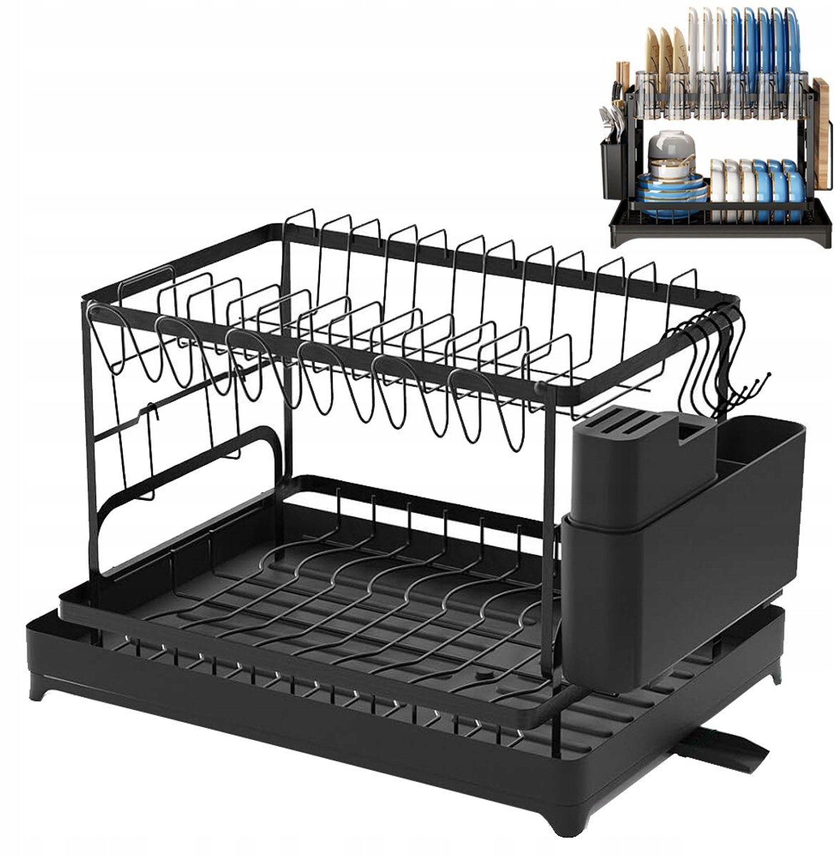Merkloze Dubbellaags droogrek voor keuken, 42x29x30cm