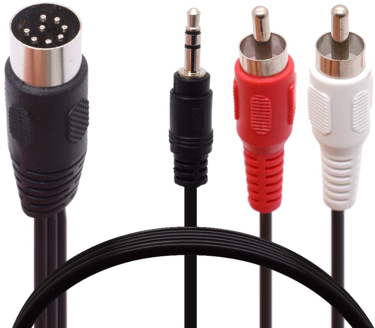 Din 8 Pin to RCA and 0.3cm Audio Cable, 8 Pin DIN Male Plug to 0.3cm + 2RCA Male TRS Stereo AUX Adapter Cable for - ShopVlot