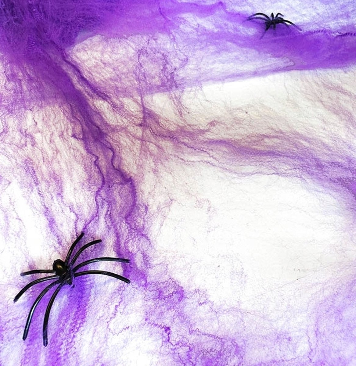 Halloween Spinnenweb met Spinnen Decoratie - Paars