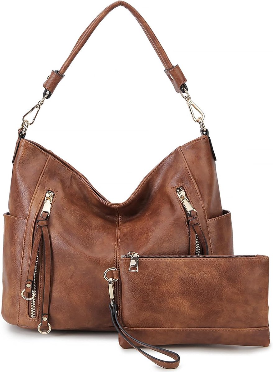Hobo tas dames - grote PU leren schoudertas - verstelbare band - trendy voor werk en reizen - SnelShoppen