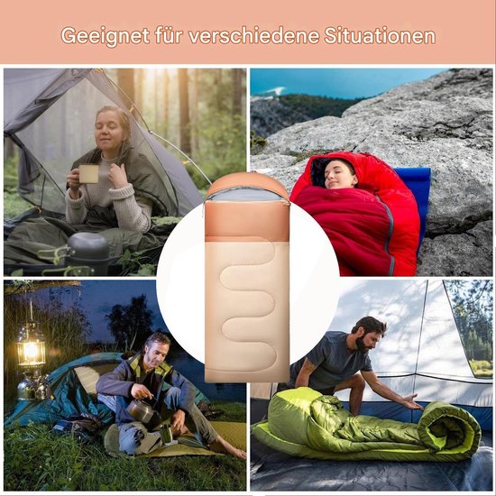 Slaapzak Camping - Outdoor Slaapzak Kamperen - Kamperen Wandelen - Winddicht Warmte-isolerend - 210 x 75 cm - Kaki — afbeelding 5