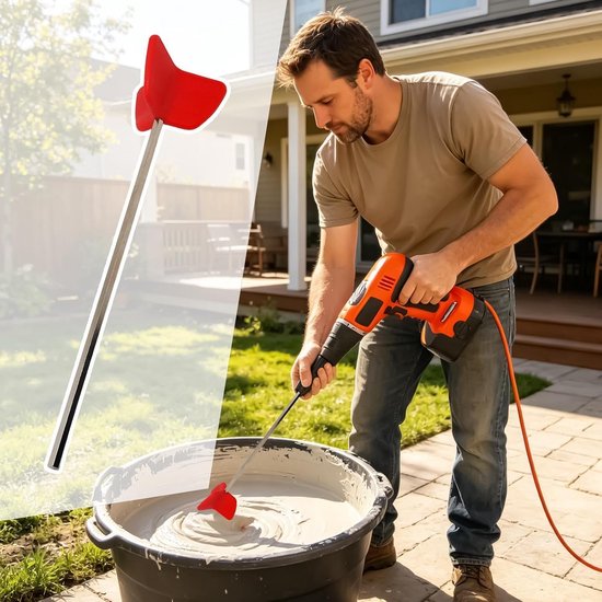 Boormixer Gereedschap - Verfmixer Mengstaaf - Klusprojecten Uitvoeren - Efficiënt Klontvrij Mengen - 27 cm Lengte - Uniek — afbeelding 3