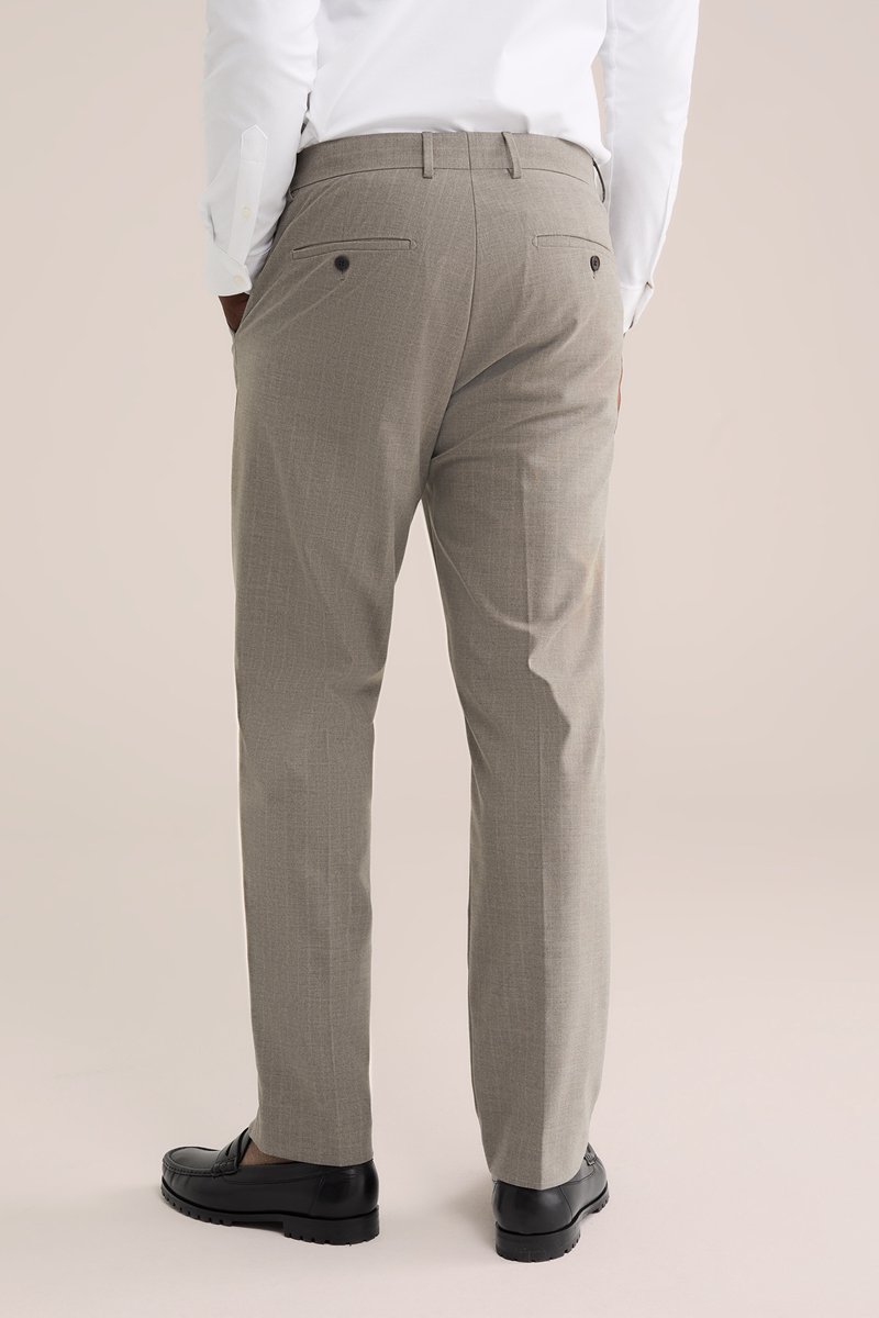 WE Fashion Heren straight fit pantalon met krijtstreep