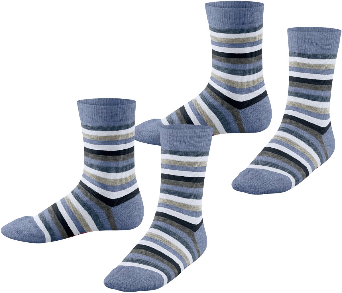 Esprit Happy Stripe 2-Pack slijtvast huidvriendelijk katoen Multipack Sokken kinderen blauw - maat 27-30