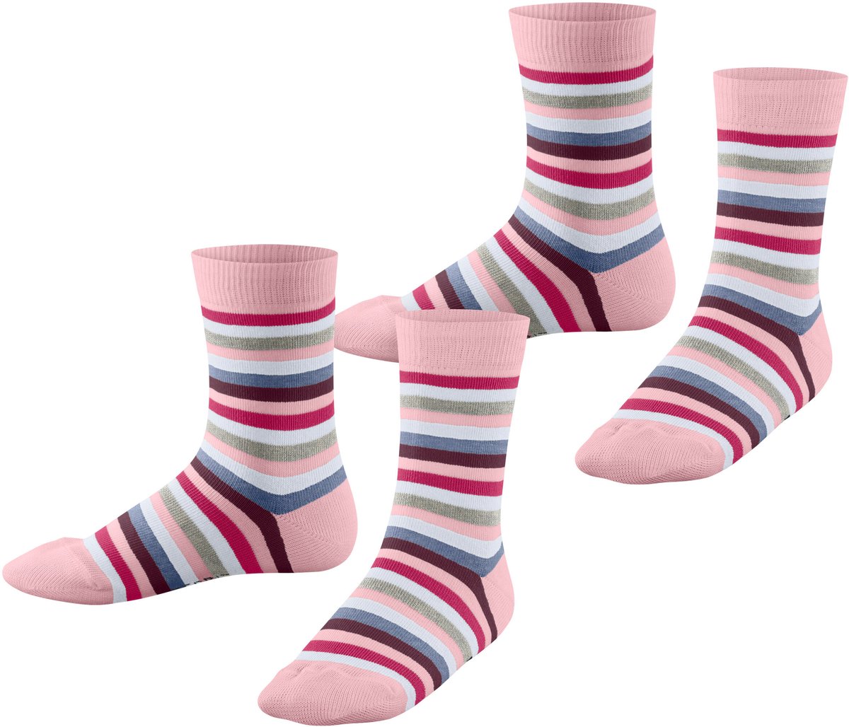 Esprit Happy Stripe 2-Pack slijtvast huidvriendelijk katoen Multipack Sokken kinderen roze - maat 35-38