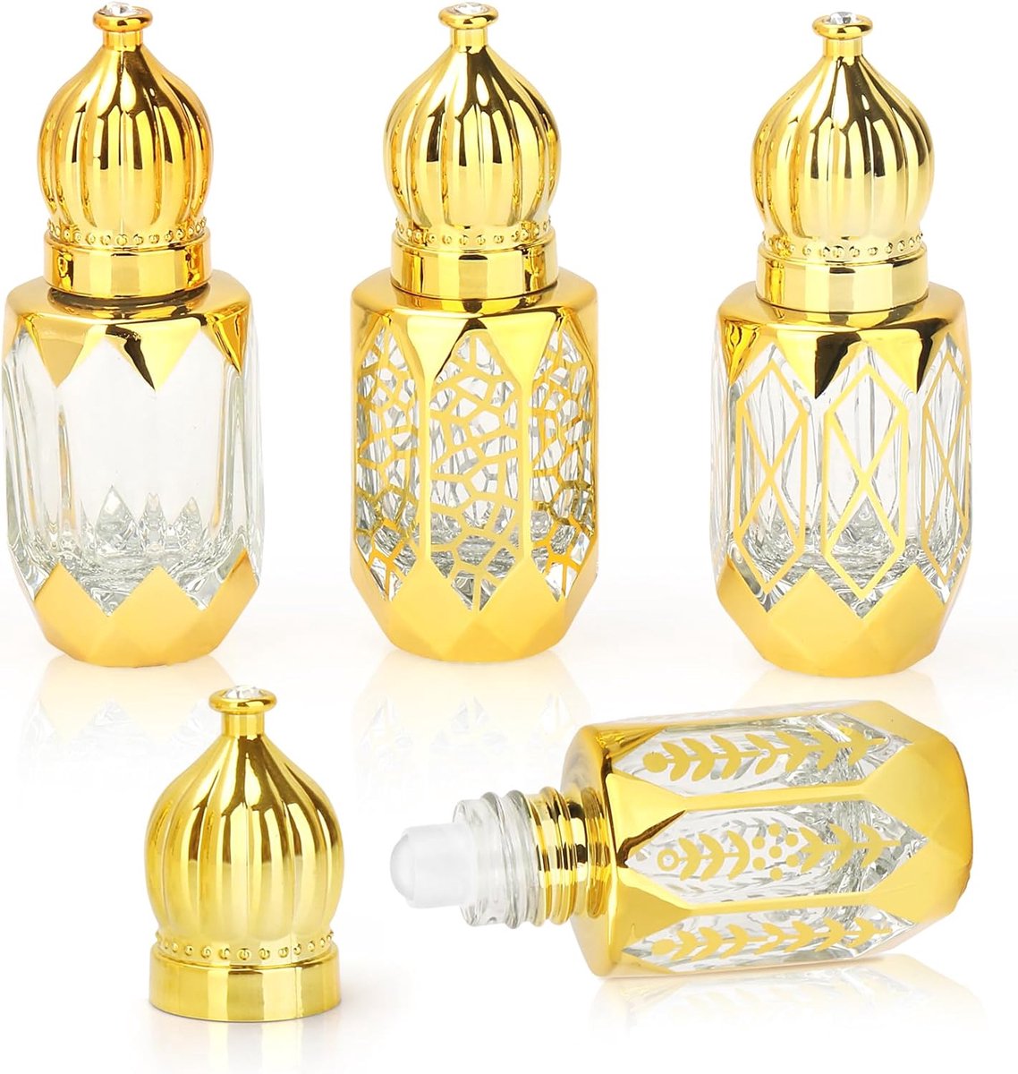 Rollerflessen set 6ML - glazen flesjes met roestvrijstalen rollerbol - ideaal voor parfum en olie - SnelShoppen