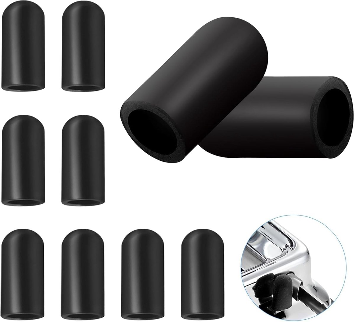 Rubber caps voor machines - 10x vervangende rubberen doppen - zwart - ideaal voor precisie en dichtheid - ShopVlot