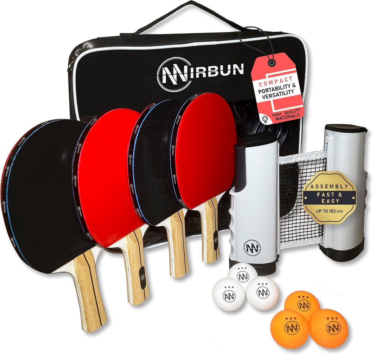Tafeltennisset met Uitschuifbaar Net - Professionele Tafeltennisballen 3 Sterren - Draagbaar en Flexibel Spelplezier - ShopVlot
