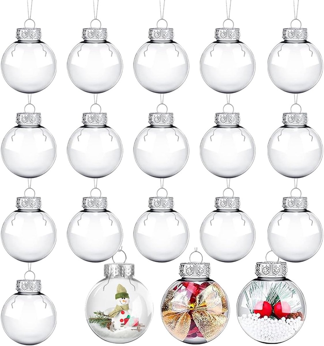 Kerstballen 6 cm - 16 Stuks Transparant Plastic - Duurzaam en Flexibel - Makkelijk te Hangend - ShopVlot