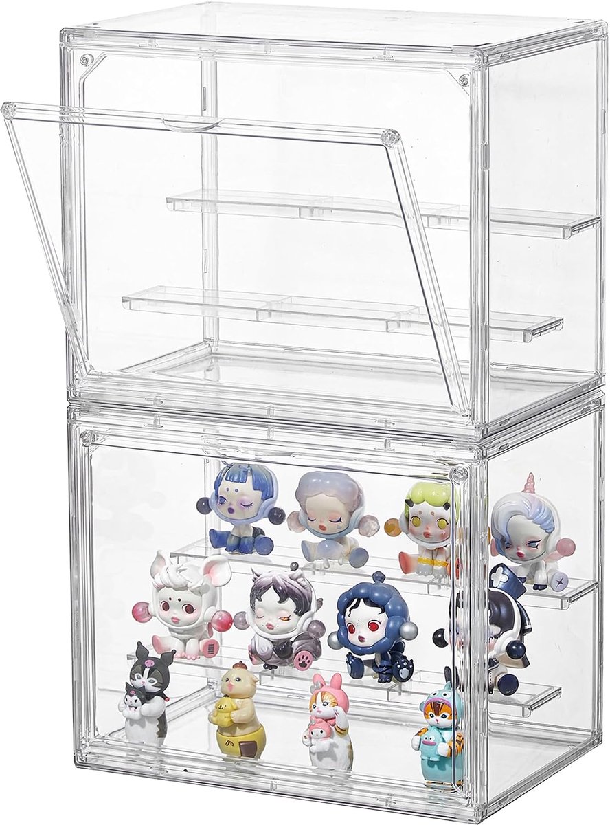 Displaybox set van 2 - Transparant acryl - 3 niveaus - Perfect voor mini actiefiguren - ShopVlot