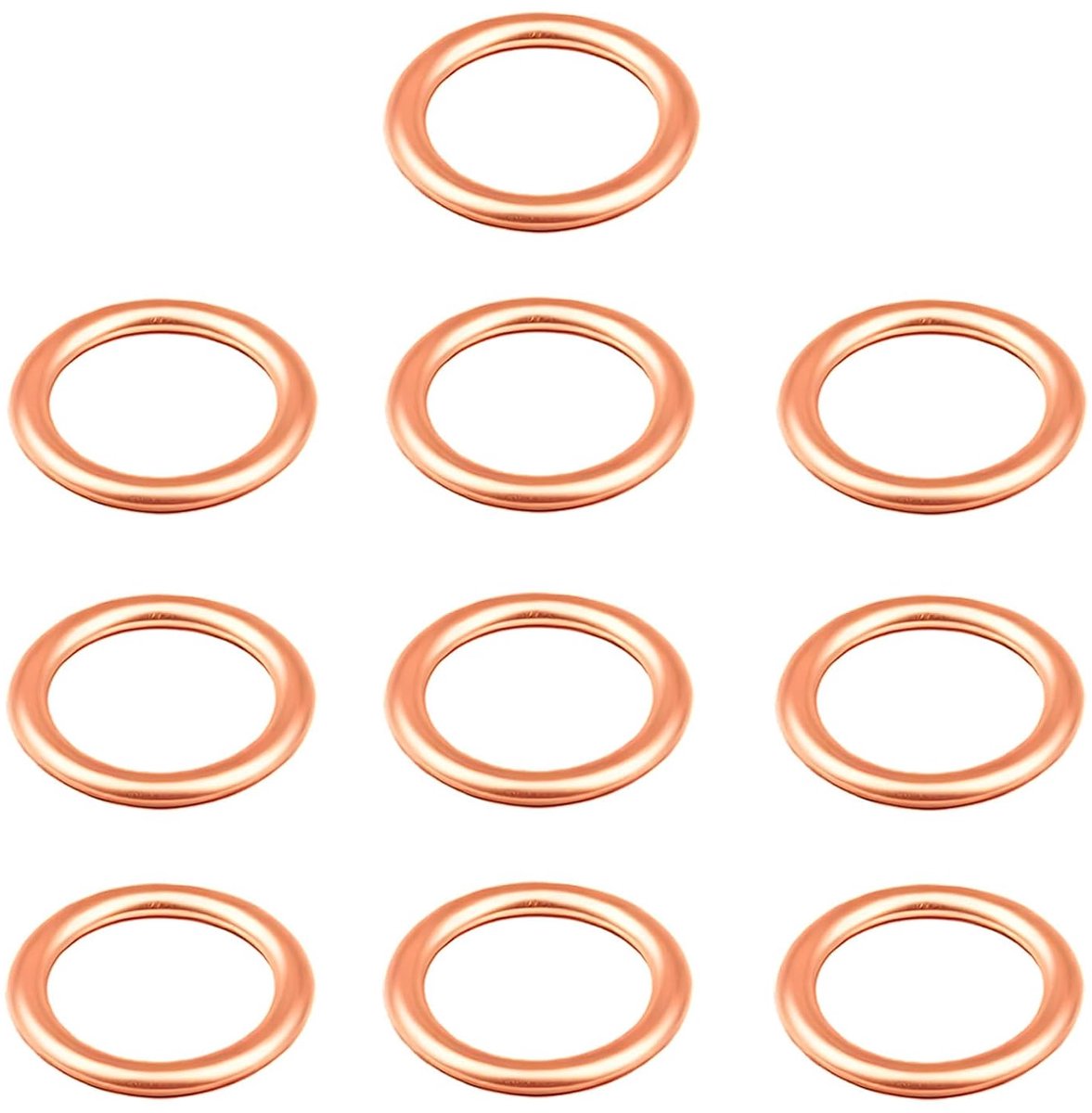 Koper afdichtringen set van 10 - vlakke koperwasmachine 16x22x2mm - corrosiebestendig - ShopVlot