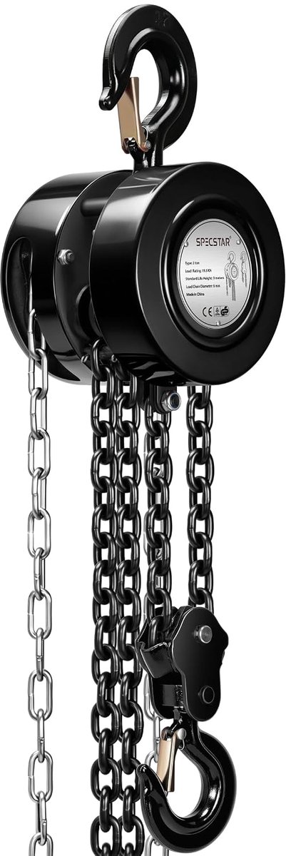 Handlift kettingtakel 2 ton - 3 meter - met zware haken - ideaal voor zware werkzaamheden - ShopVlot