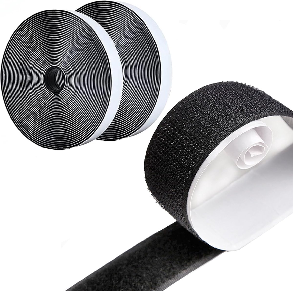Dubbelzijdig klittenband tape 5m - zelfklevend - 2cm breed - ideaal voor gladde oppervlakken - ShopVlot