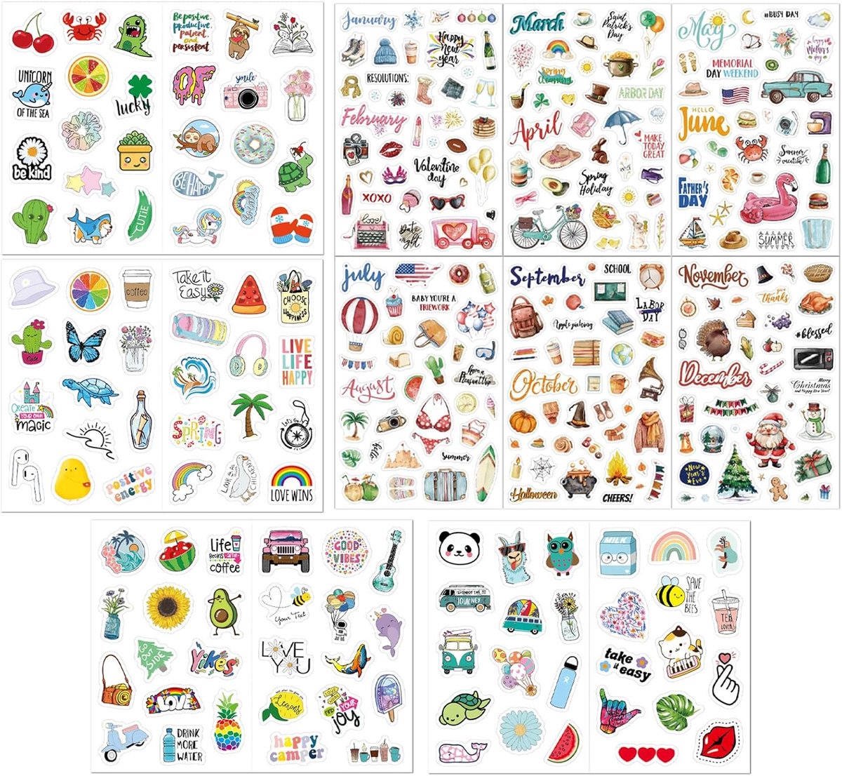 Stickers voor fotoalbum - 10 stuks lentestickers - watervaste decoratie - ideaal voor journaling - ShopVlot
