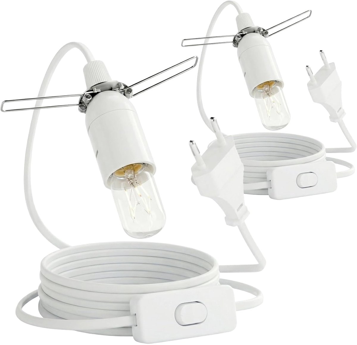 E14 Lampenhouder met Kabel en Schakelaar - 1.8 m Wit - 2 Stuks - Geschikt voor DIY Lampen - ShopVlot