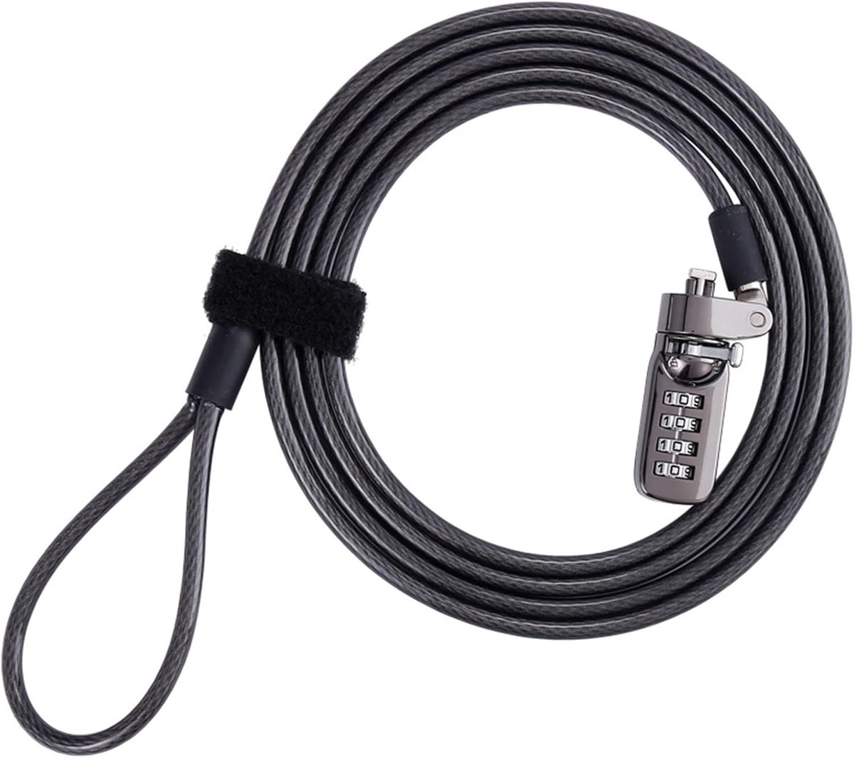 Laptopbeveiligingsslot met 4-cijferige code - 1,9m draad - Flexibel en eenvoudig te gebruiken - ShopVlot