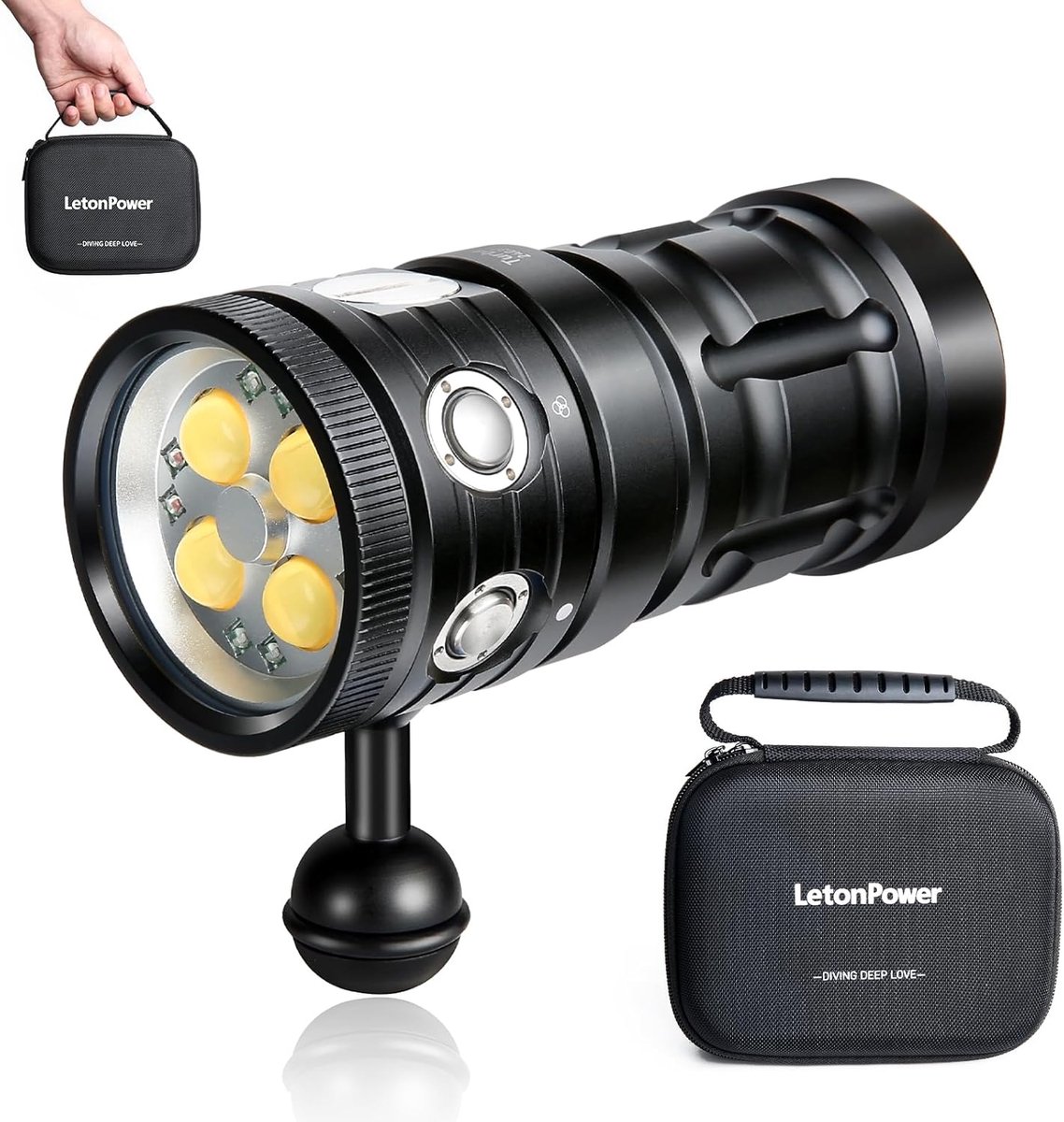 Duiklamp 11000 lumen - professionele onderwatervideolamp - CRI 95 - perfect voor duiken - ShopVlot