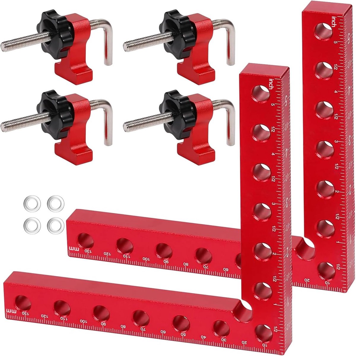 90 graden vinkelklem - 140 mm aluminium - multifunctionele hoekklemmen - voor nauwkeurige houtverbindingen - ShopVlot