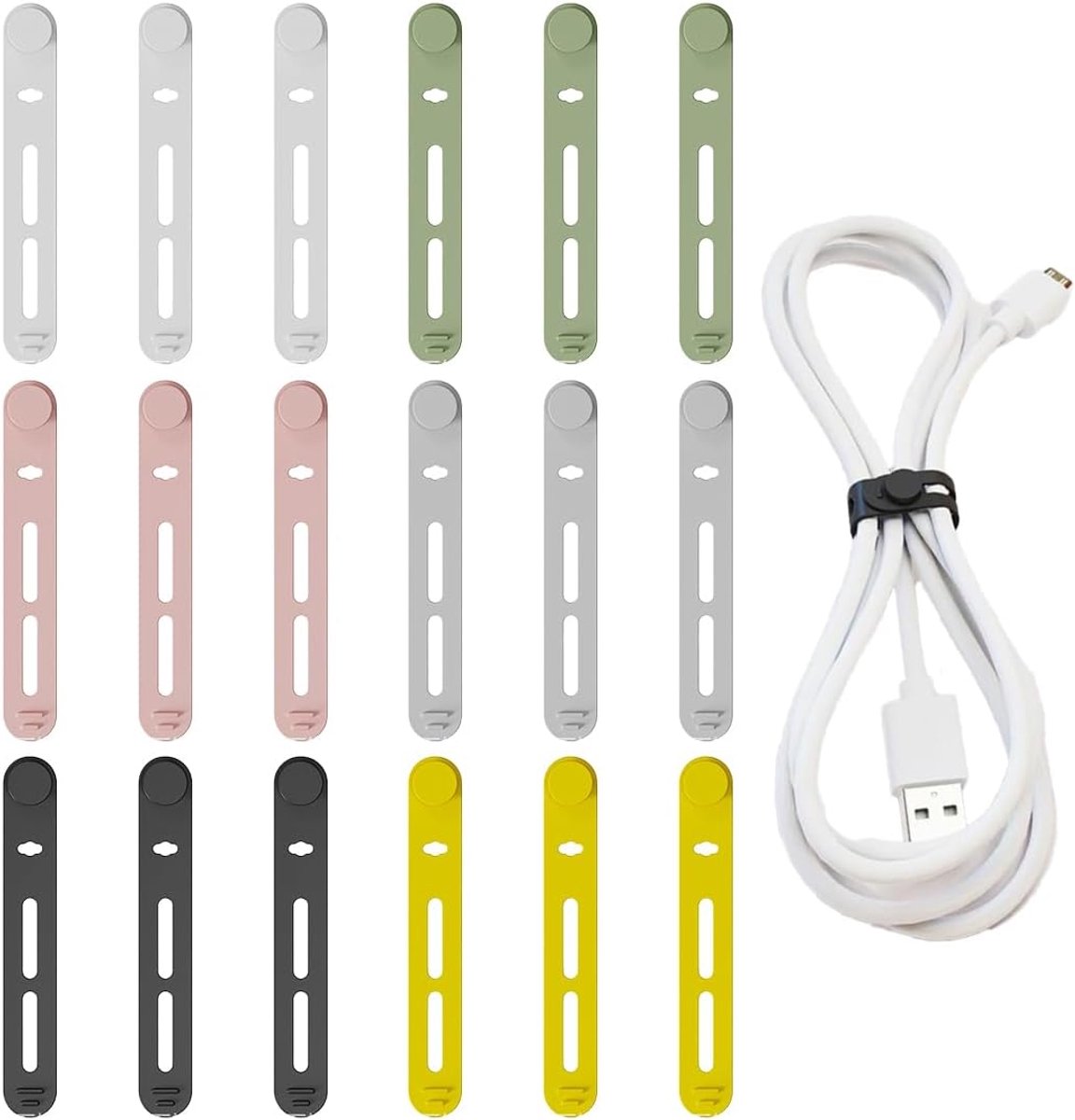 Silicone kabelbinders set van 18 - herbruikbaar - 6 kleuren - voor efficiënte kabelorganisatie - ShopVlot