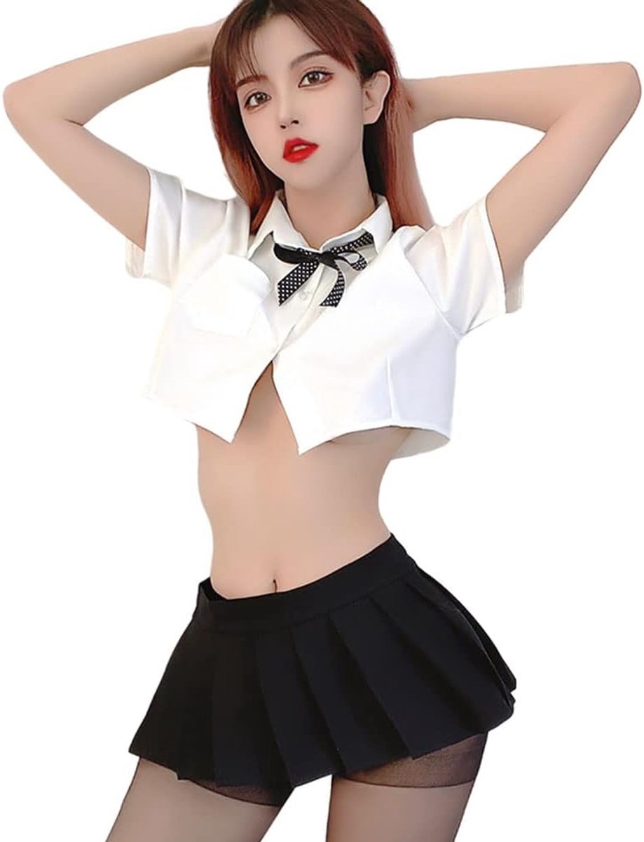 Student cosplay kostuum - One size - Zwart en wit - Perfect voor masquerade feesten - ShopVlot