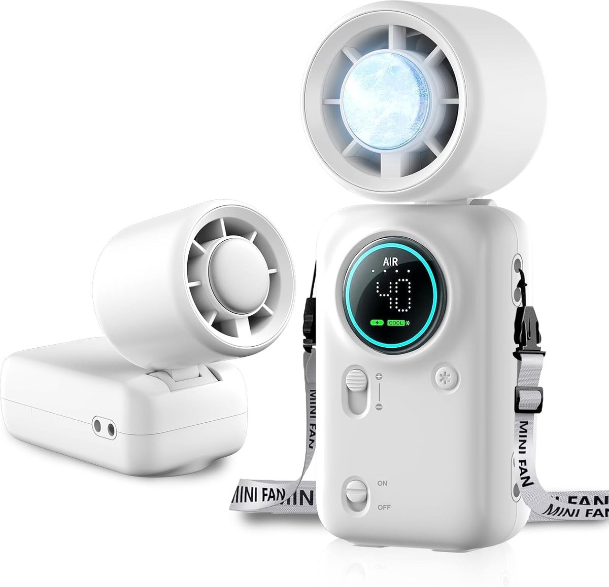 Draagbare handventilator - compact wit - ijskoelende turboventilator - ideale koeling voor onderweg - ShopVlot