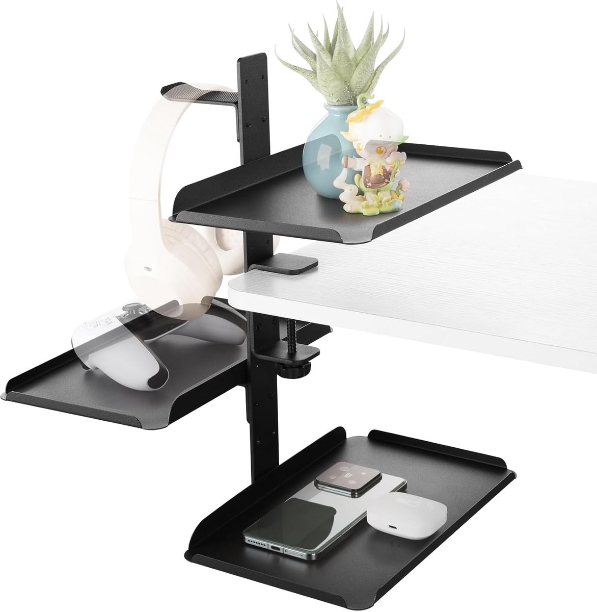 Bureau-organizer met verstelbare haakjes - zwart - voor op kantoor of thuis - ShopVlot