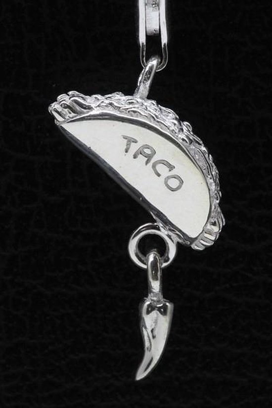 Zilveren Taco hanger én bedel