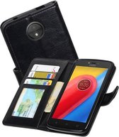 Hoesje Geschikt voor Motorola Moto C - Portemonnee Hoesje Booktype Wallet Case Zwart