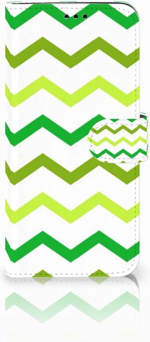 Book Case voor Samsung Galaxy S9 Plus Telefoon Hoesje Zigzag Groen