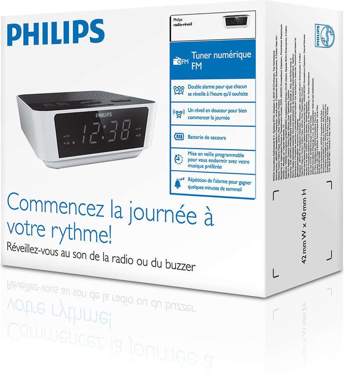 Philips TAR4406/12 réveille-matin Réveil numérique Blanc sur