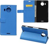 Litchi Cover wallet case hoesje Microsoft Lumia 950 XL blauw