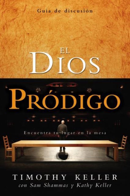 Boek 'El Dios Pródigo' met op de cover een tafel met twee stoelen, een man staat met de rug naar de kijker.