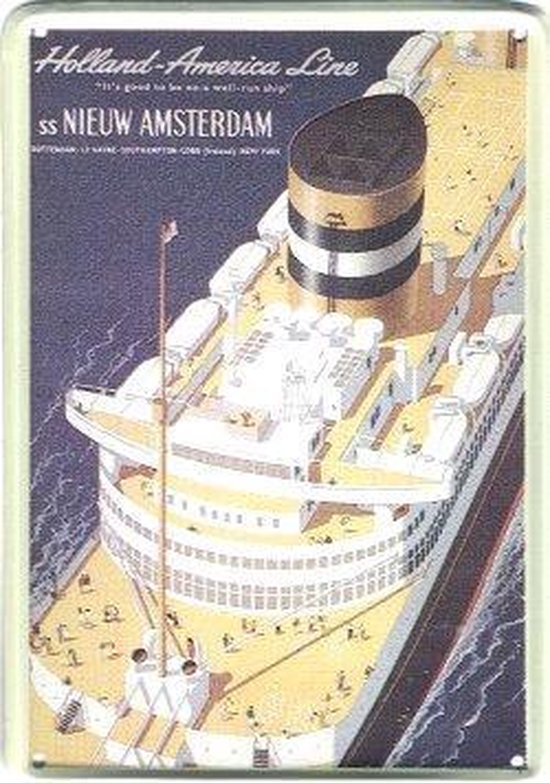 Holland America Line reclame ss Nieuw Amsterdam reclamebord 10x15 cm