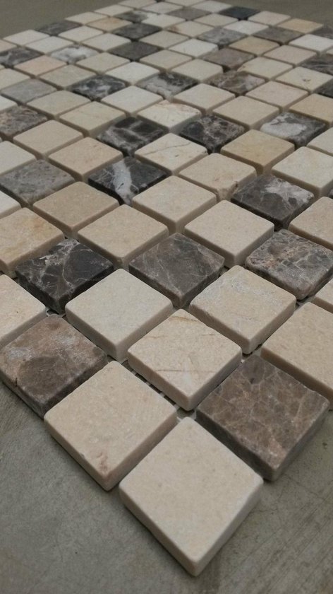 Mozaiek tegel marmer bruin / beige mix 528M - Estile Mosaico