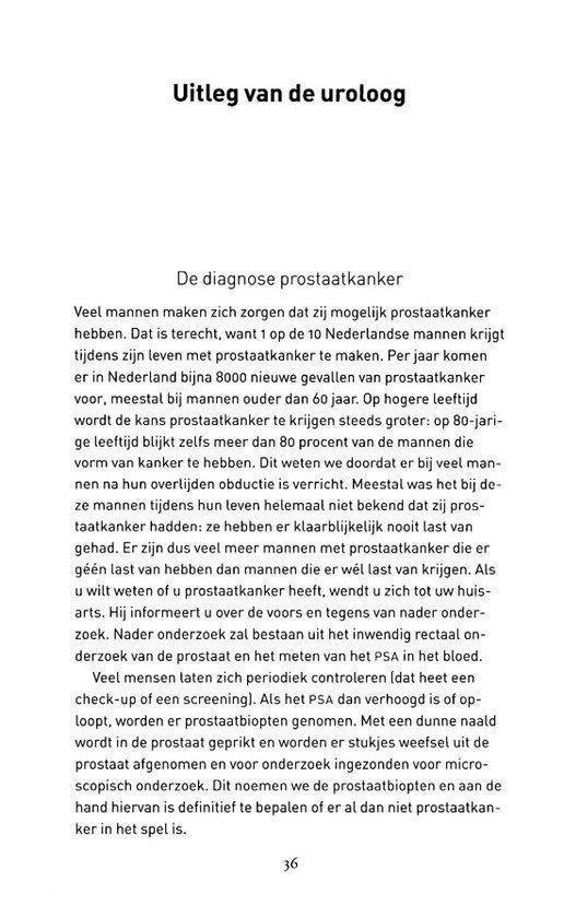 Een open boekpagina met tekst, getiteld 'Uitleg van de uroloog'.