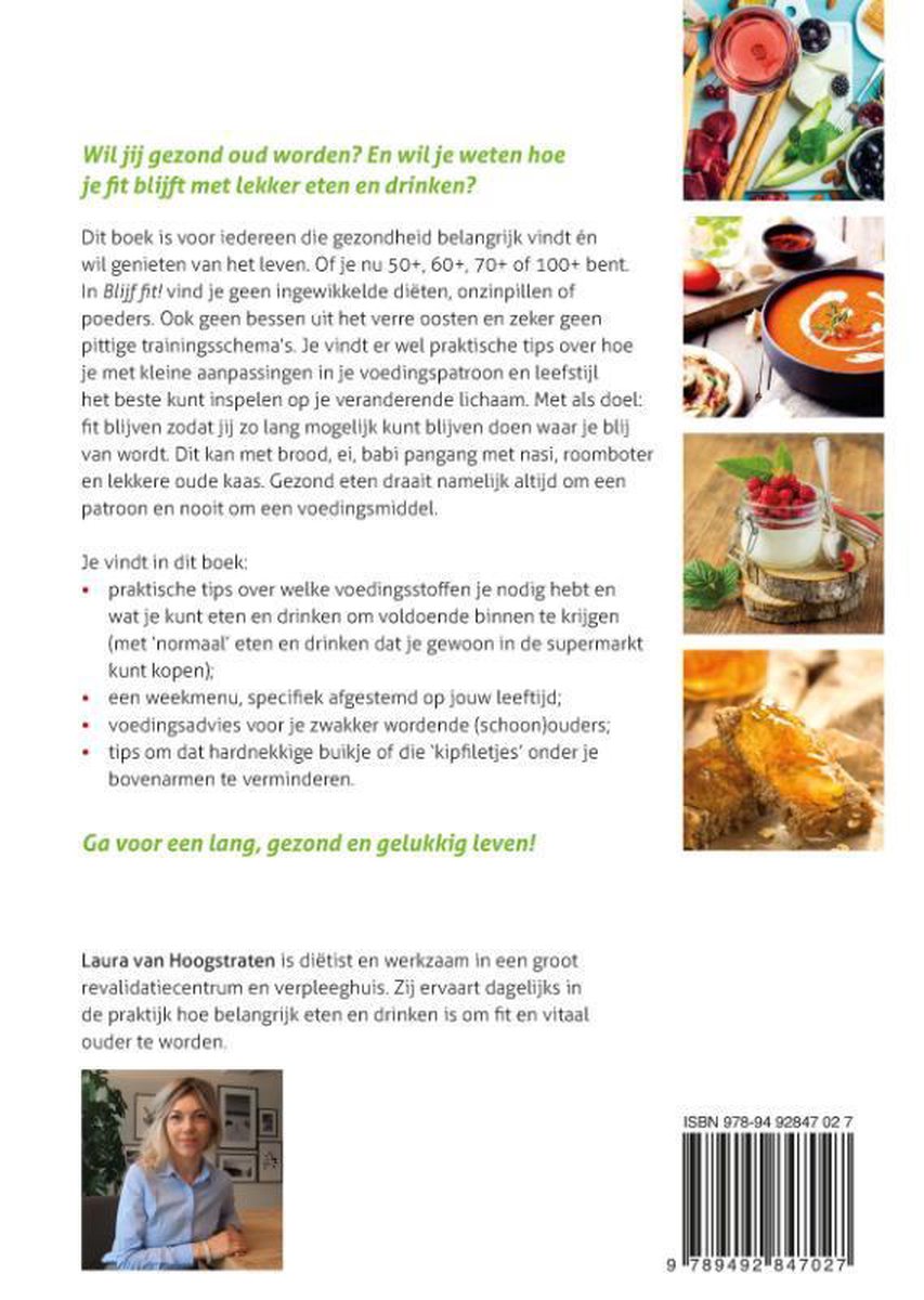 Illustratie met gezonde voeding, een receptenboek en een vrouw.