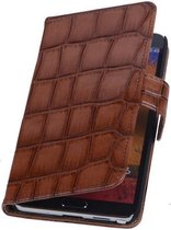 Glans Croco Bookstyle Wallet Case Hoesjes voor Galaxy Note 3 Neo Bruin