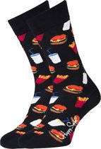 Happy Socks - Hamburger Junkfood - Zwart/Multi - Unisex - Maat 36-40