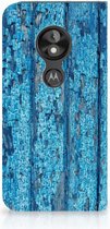 Motorola Moto E5 Play Uniek Standcase Hoesje Wood Blue