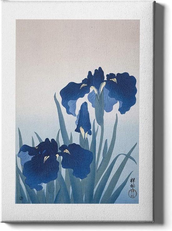 Walljar - Ohara Koson - Blue Iris - Muurdecoratie - Canvas schilderij