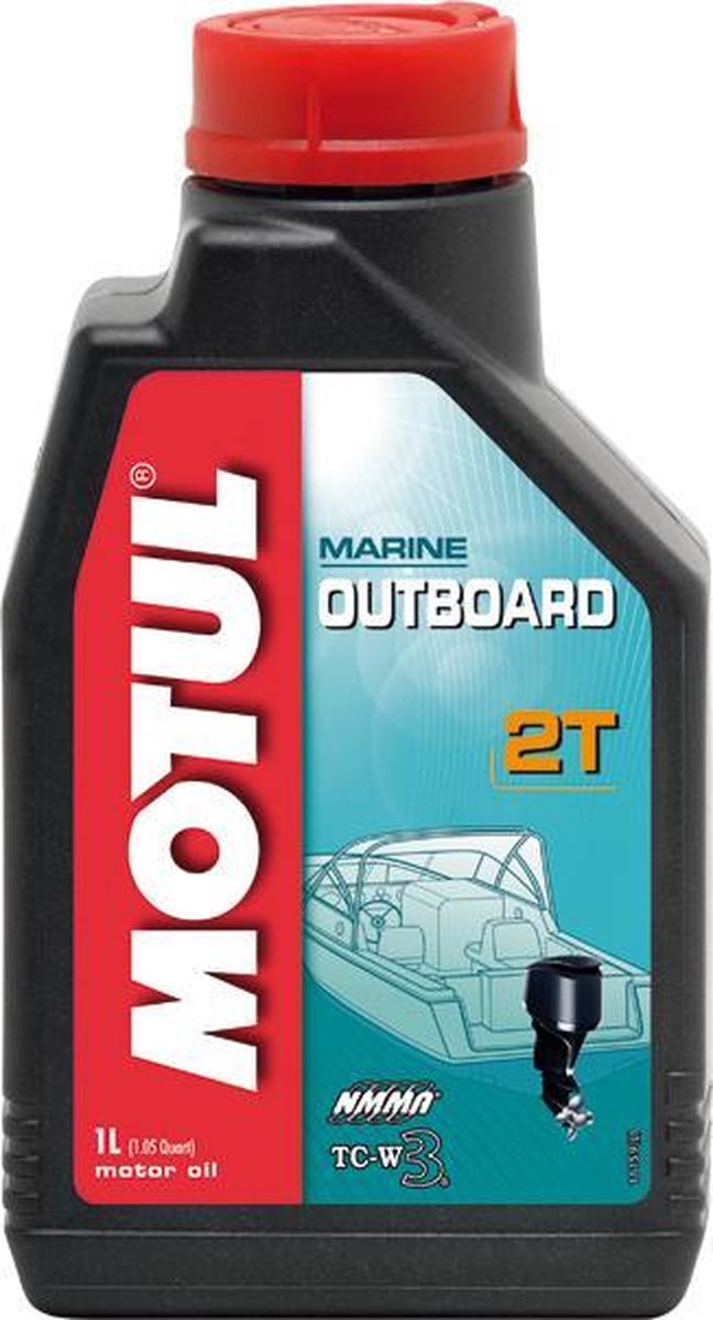1 Liter Motul Universele TC-W3 Olie (voor alle buitenboordmotoren met carburateurs)